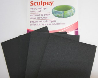 8 piece pack of Wet/Dry Sandpaper Variety Pack 2.75" X 4.5" for polymer clay by Polyform/Sculpey