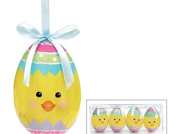 burton+Burton 3 3/4"H Yellow Chick Easter Egg Ornament"s-Set of 4/Wreath Supplies/Easter Decor/9724190