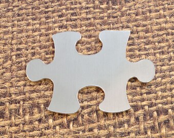 5 Aluminum Puzzle Stamping Blanks, Aluminum Puzzle Blank, Puzzle Blank, 18 GaugeStamping Blanks, Tumbled for Hand Stamping