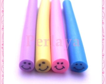 Set of 4 smiley REF1423 fimo canes