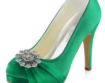 green flat wedding shoes