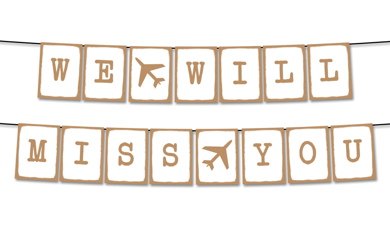 We Will Miss You Plane Kraft Paper Typewriter Printable