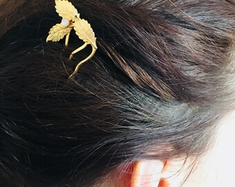 leaves hair comb gold comb