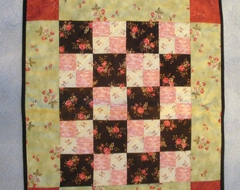 Green, pink, rosy red wallhanging