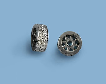 Diamond rondel spacer bead 925 Sterling Silver 8mm, Double Row