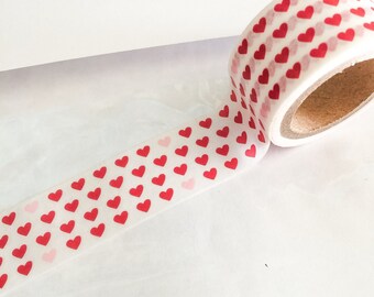 RED & PINK Hearts WIDE Washi Tape Roll Valentine Heart Valentines Day Card cards wedding crafts planner craft planners masking stickers