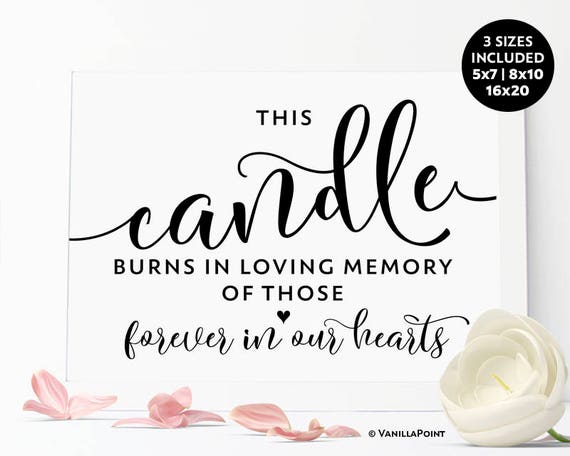 This Candle Burns In loving memory Wedding Sign Memorial