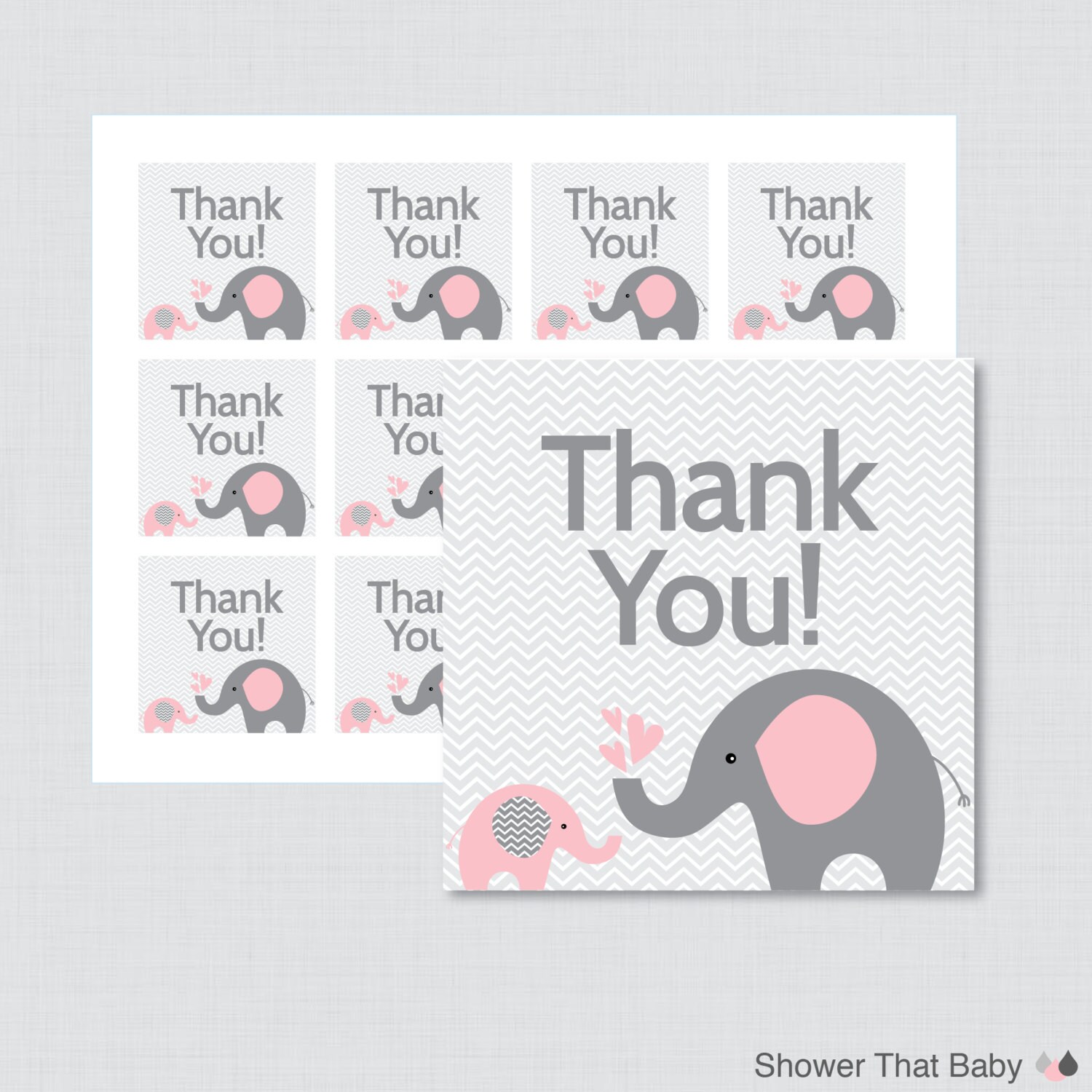 Printable Elephant Baby Shower Favor Tags Thank You Tag For