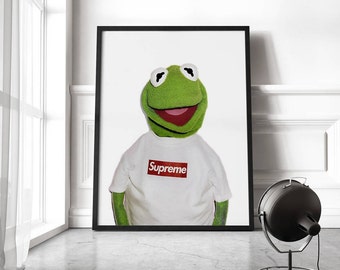 Kermit Frog Supreme Poster, Supreme X Kermit Poster Print Supreme Kermit The Muppets Supreme Kermit the frog puppet print poster