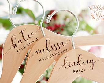 Personalized Bridesmaid Hangers - Wedding Hanger - Bridal Dress Hanger - Engraved Bridesmaid Hanger - Wedding Name Hangers