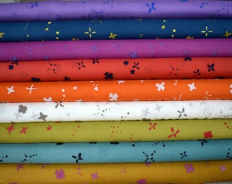 Chroma Handcrafted Batik Scattered Stars Bundle of 9 by Alison Glass for Andover