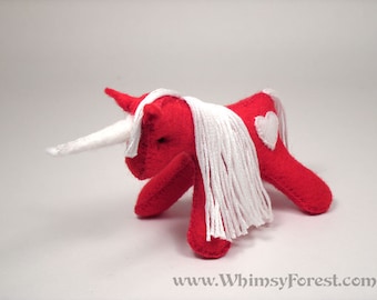 Miniature Red Felt Unicorn