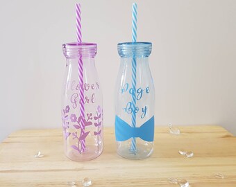 Personalised Children's Milkshake Bottle~Flower Girl Gift~Page Boy Gift~Custom Kids Bottle~Wedding Favours for Kids~Party Bag Alternative