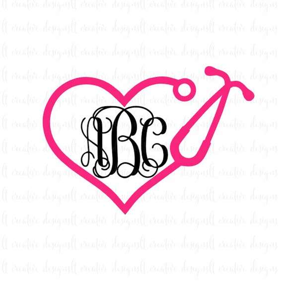 Download Heart Monogram Stethoscope SVG Stethoscope SVG Heart