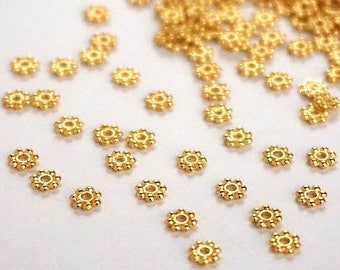 20 Indian, Metal Gold, diamond beads. : 4.5 mm