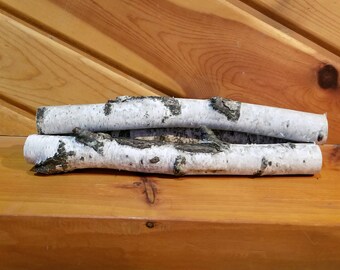White Birch Logs, 14 Inch Wood Logs, Fireplace Decor, Home Decor, Holiday Decor, Winter Decor