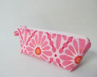 Zipper Pouch/Pen Case/Pink Flower
