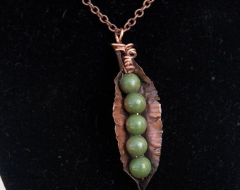 Pea Pod Pendant Necklace