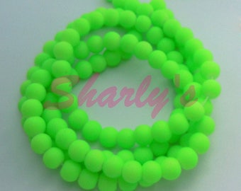 Yarn about 200 beads 4 mm glass satin neon green