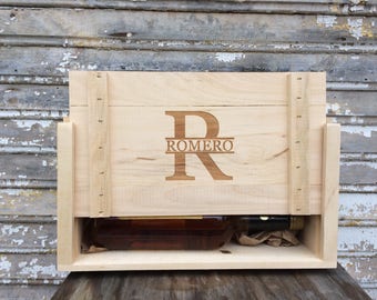 Engraved Whisky Box Personalized for Two Liquor Bottles or 750ml Craft Beer Bottles, Men's Gift
