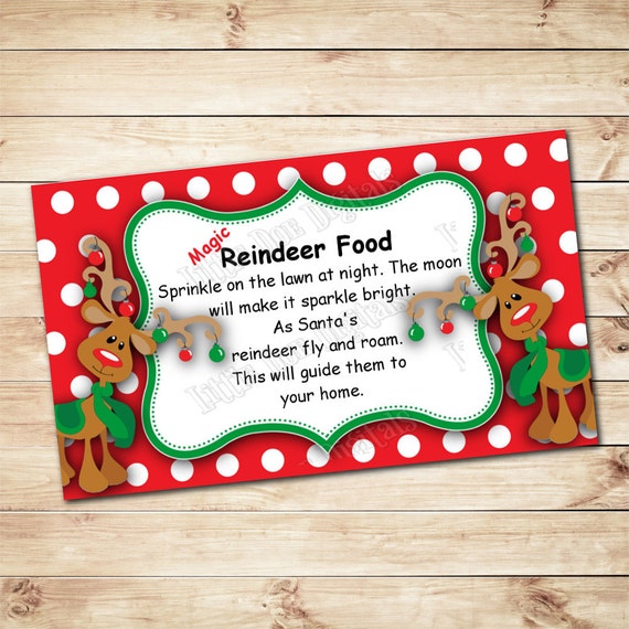 INSTANT DOWNLOAD Magic Reindeer Food Tag 2x3.5