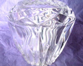 Heavy cut glass candle holder for tapers clear, vintage