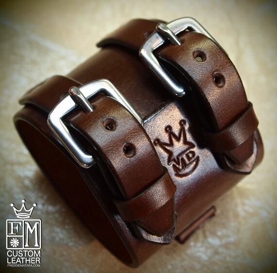 Leather wrist cuff Best quality Brown Depp style bracelet Made for You in USA by Freddie Matara