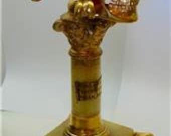 MUSEUM Georgian Verge Fusee Doctors Skull "Memento Mori" Pedestal Clock c1770