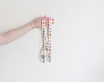 1980s love heart suspenders . novelty colorful rainbow braces .extra small.xs .sale