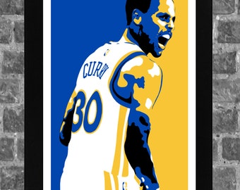 Golden State Warriors Stephen Curry Portrait Sports Print Art 11x17