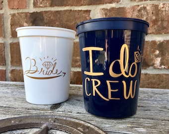 I Do Crew Cups | Bachelorette Party Cups 16 0z | Bridal Party Stadium Cups | Navy BLUE I Do Crew Cup ON SALE!!!