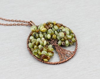 Family tree necklace Tree of life pendant Garnet jewelry Mother in law gift for sister gift for new mom gift for wife gift for grandma gift