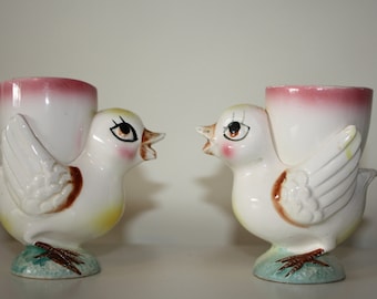 Set of 2 vintage Chicken hen chick Egg cups