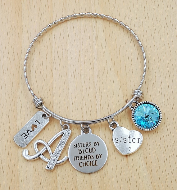 Sister Bracelet Birthstone Bracelet for Sister Sister Gift Sister Jewelry Birthday Gift for Sister Personalized Bracelet Initial Bracelet