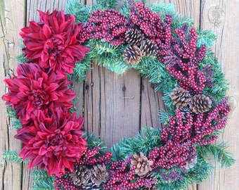 Holiday Wreath, Christmas Wreath, Holiday Door Wreath, Christmas Door Wreath, Holiday Berry Wreath, Holiday Decor, Christmas Decor