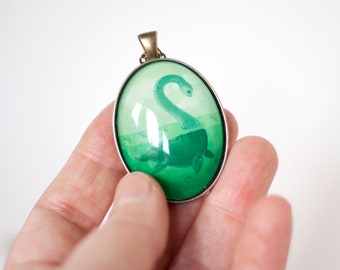 Large Nessie Pendant - Loch Ness Monster Art Print Necklace