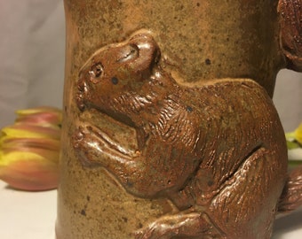 Handmade Stoneware Squirrel Mug