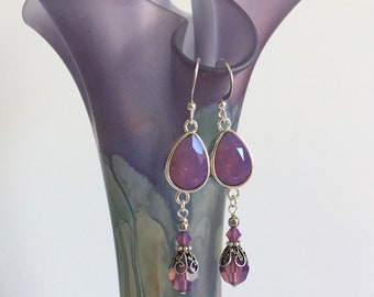 Swarovski Cyclamen Opal drop earrings