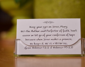 Personalized Scripture Cards in lucite holder