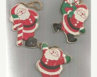 ON SALE Vintage Santa Claus Ornaments Made in Occupied Japan 1947 - 1952 Set of Three Vintage Christmas Decor Tree Ornaments Santa Ornaments