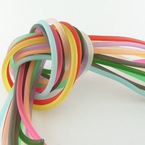 Rubber cord 4mm solid 6 assorted luminous colors, 12 feet