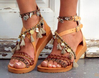 Leather Boho Sandals, "Atlantida", Greek Sandals, Handmade Sandals, brown summer sandals, hippie sandals, Leather sandals,Made with love
