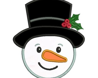 Applique Frosty Snowman Snow Man Christmas Machine Embroidery Designs 4x4 & 5x7 Instant Download Sale