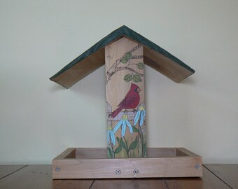 Large rustic wood platform bird feeder has 2 levels Use as a