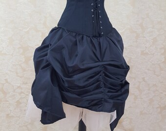 Black Mini Length Tie Bustle Skirt-One Size Fits All