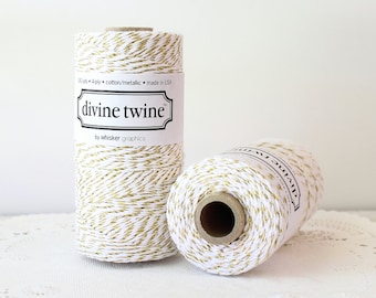 Gold Shimmer Twine, Gold Twine, Valentine Twine, Gold & White Bakers Twine 240 Yards, Gold Metallic Twine, Gold String, Gold Gift Wrap