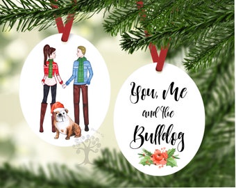 You, me and the English Bulldog Ornament, English Bulldog Ornament, Bulldog Ornament, Dog Ornament, Gift For Couple, English Bulldog Gift