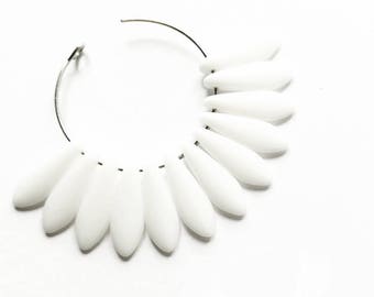 10 daggers 5x16mm-Opaque White Czech glass beads
