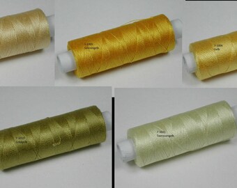Cotton, knitting and crochet for miniature work, 1002 vanilla, 1005 sun yellow, 1006 yellow, 1019 golden, 1021 tea yellow