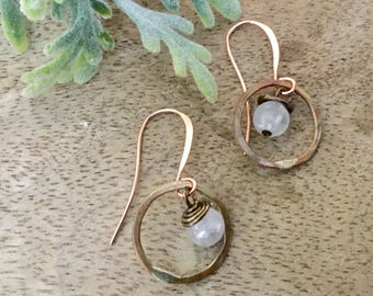Tiny Copper Circle Earring